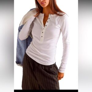 NWT🌷Free People Henley V-neck Long-Sleeve Top